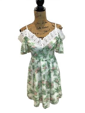 Disney Princess The Princess & The Frog Floral Lace Cold-Shoulder Dress